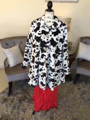 Black and White Cow Print Swing Coat