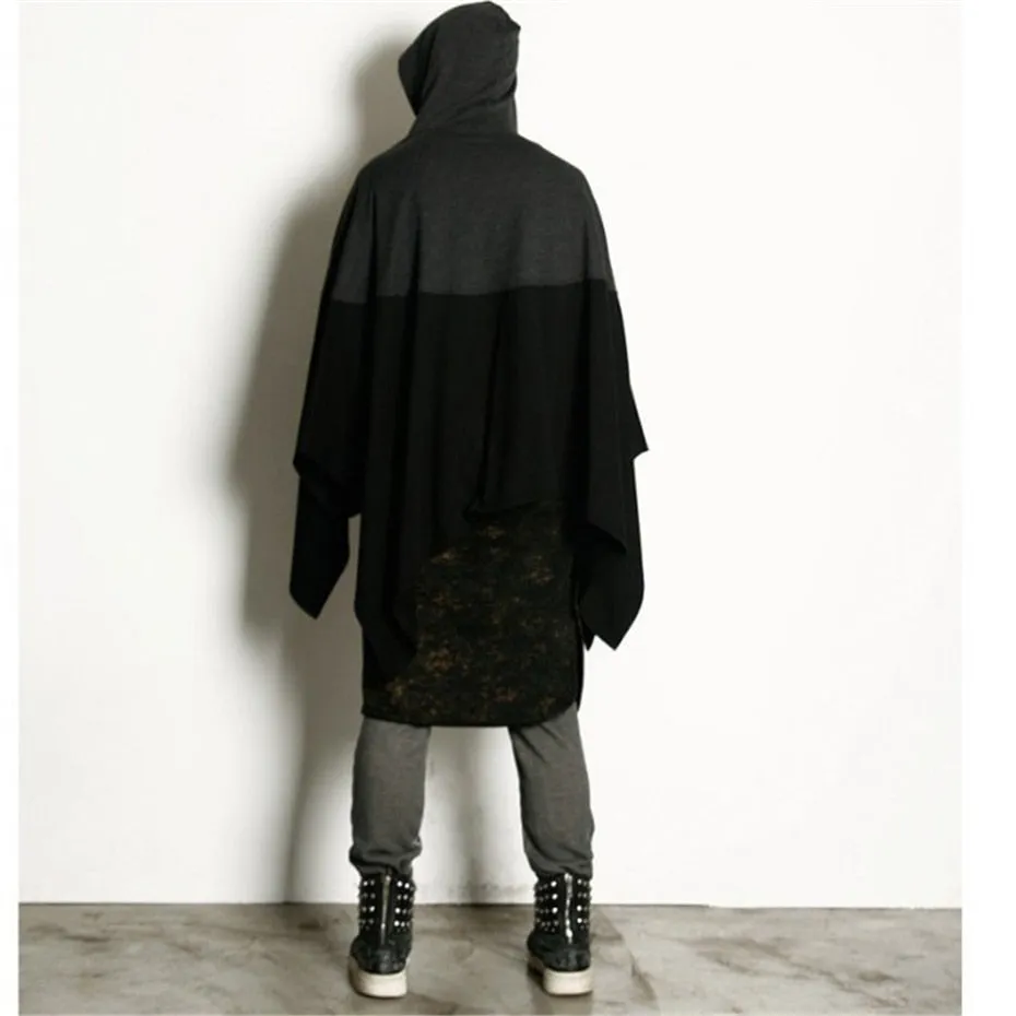 Black Hooded Wizard Coat Jacket Windbreaker Men Function Hoody Jacket Trench Punk Hip Hop Streetwear Techwear