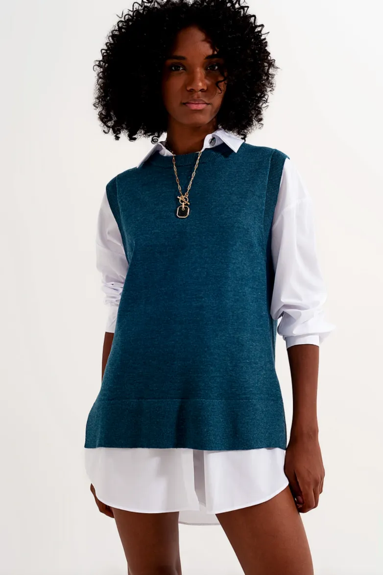 Blue Knitted Vest