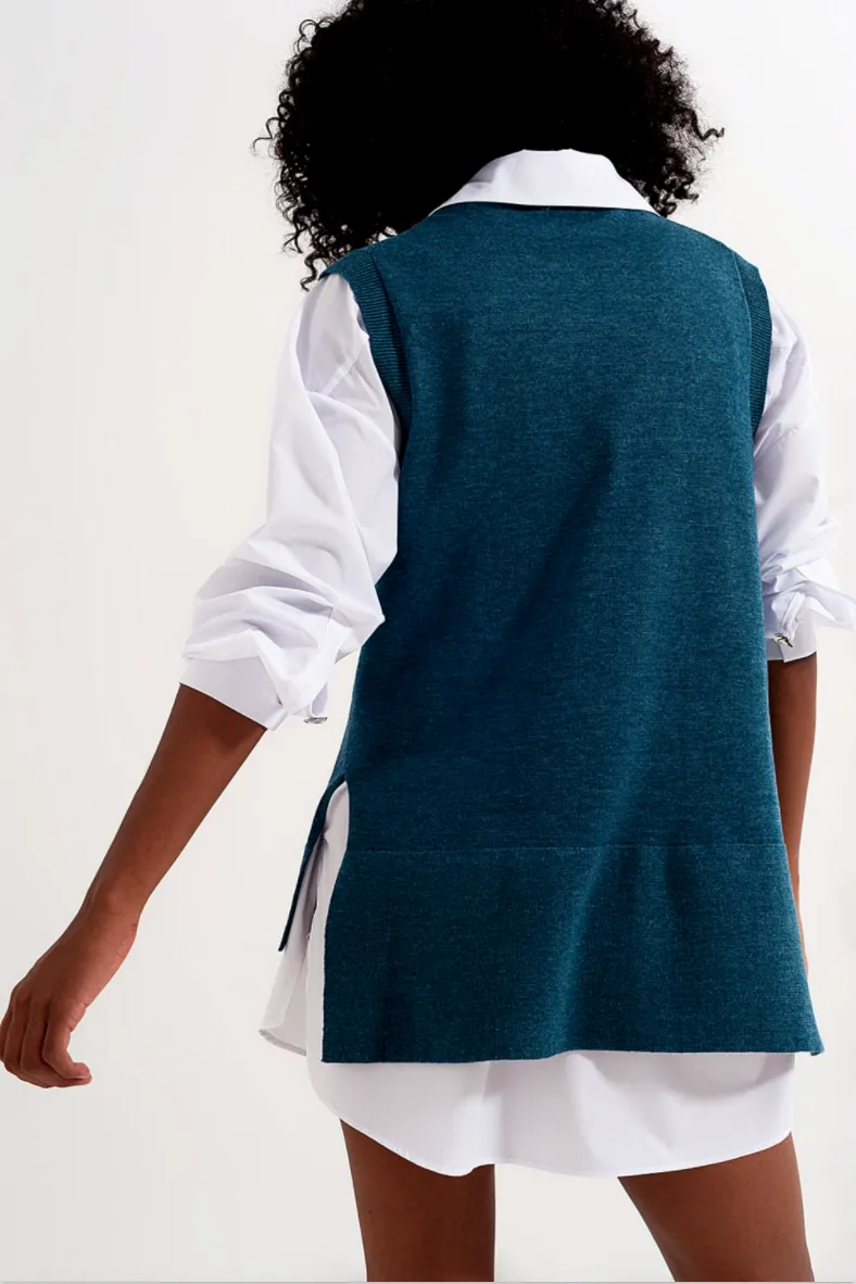 Blue Knitted Vest