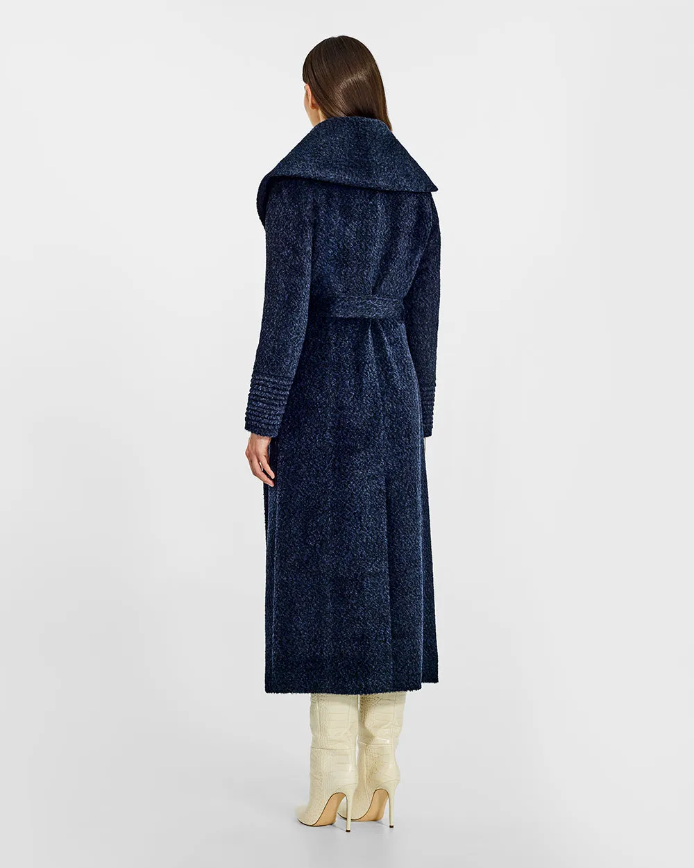 Bouclé Alpaca Maxi Wide Shawl Collar Wrap Coat