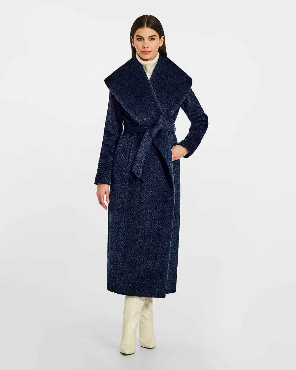 Bouclé Alpaca Maxi Wide Shawl Collar Wrap Coat