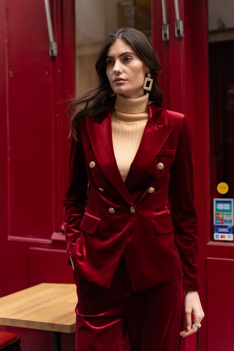 Burgundy Velvet Blazer