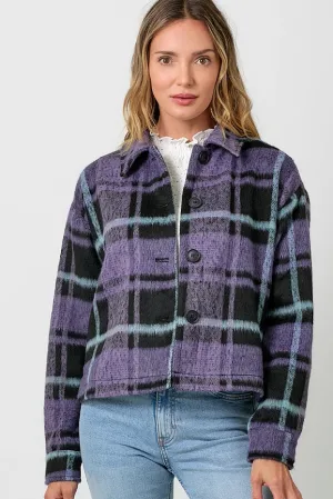 Button Down Checker Jacket Violet