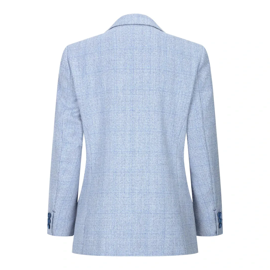 Caridi - Boys 3 Piece Check Suit Tweed Light Blue Wedding Peaky Classic