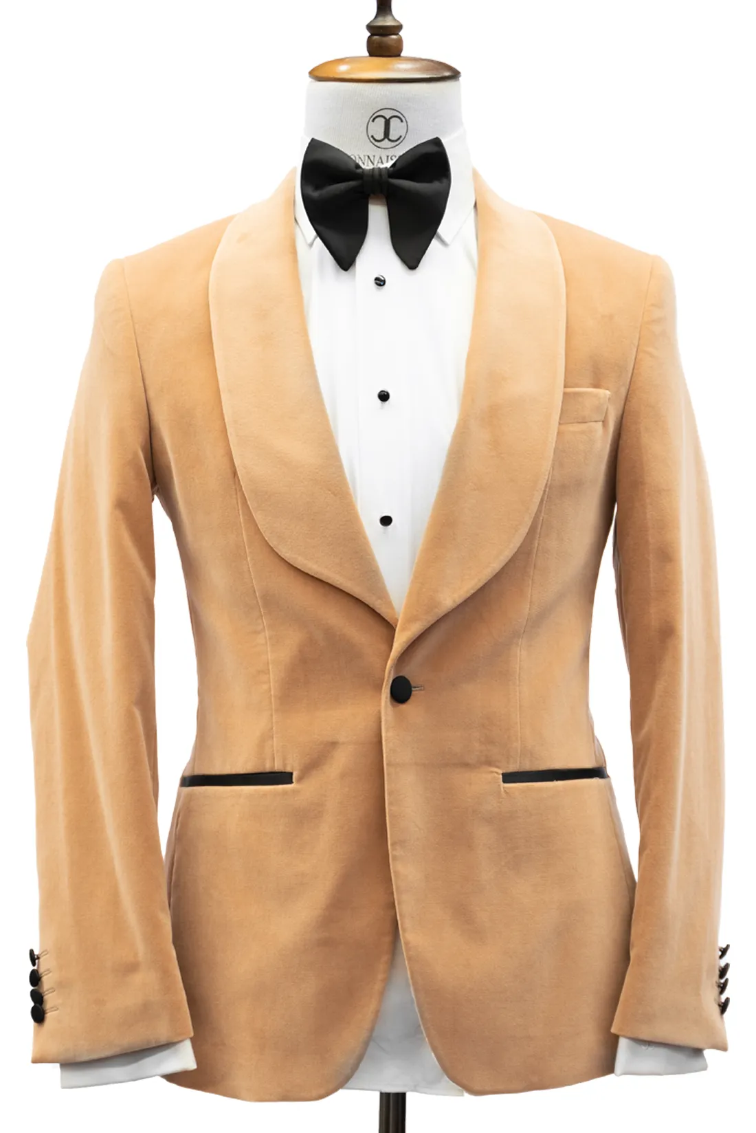 CONNAISSEUR - PEACH BLOOM VELVET BLAZER