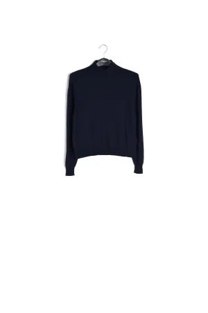 Dark blue merino wool blend turtleneck sweater