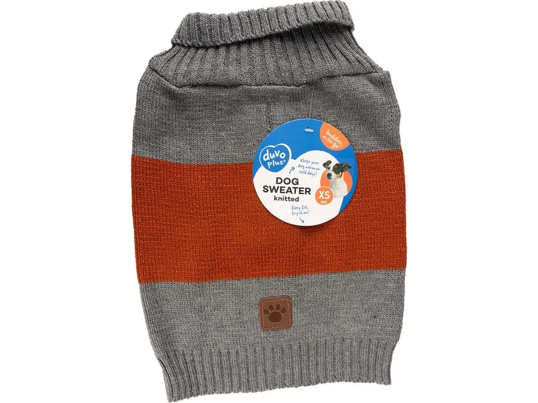 Dog Sweater Cozy Grey/Orange