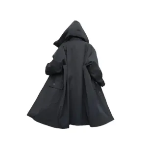 Hooded Black Trench Coat