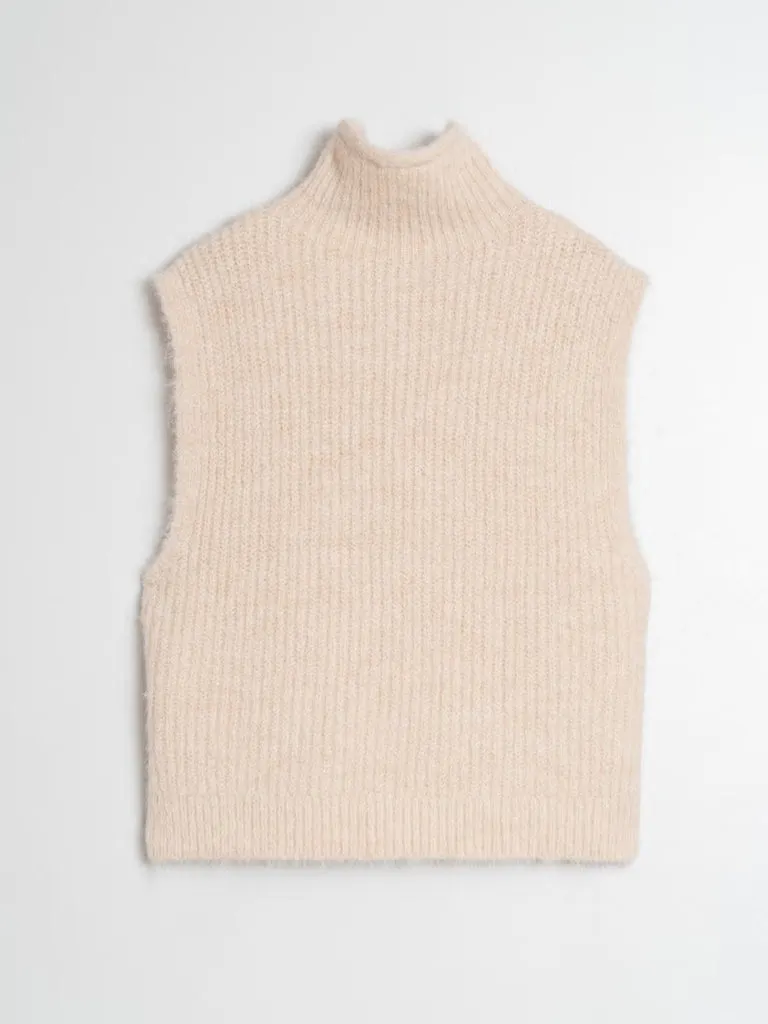 Indi & Cold Tabard Knitted Vest in Crudo