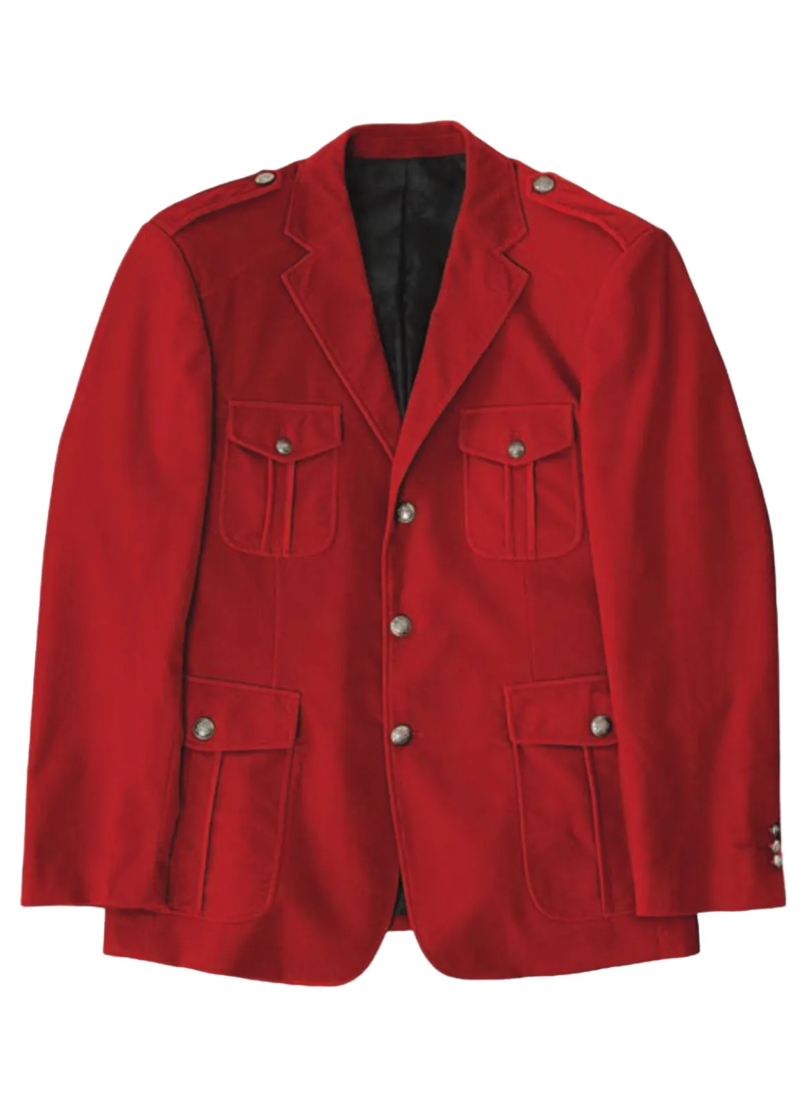 Inserch Red Military Blazer Single Breasted Regular-Fit Velvet Material