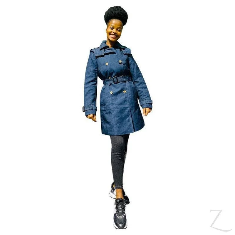 Ladies Double Breasted Hooded Trench Coat | Water Repellent | "Zia"