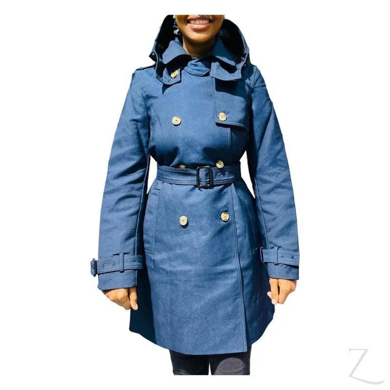 Ladies Double Breasted Hooded Trench Coat | Water Repellent | "Zia"