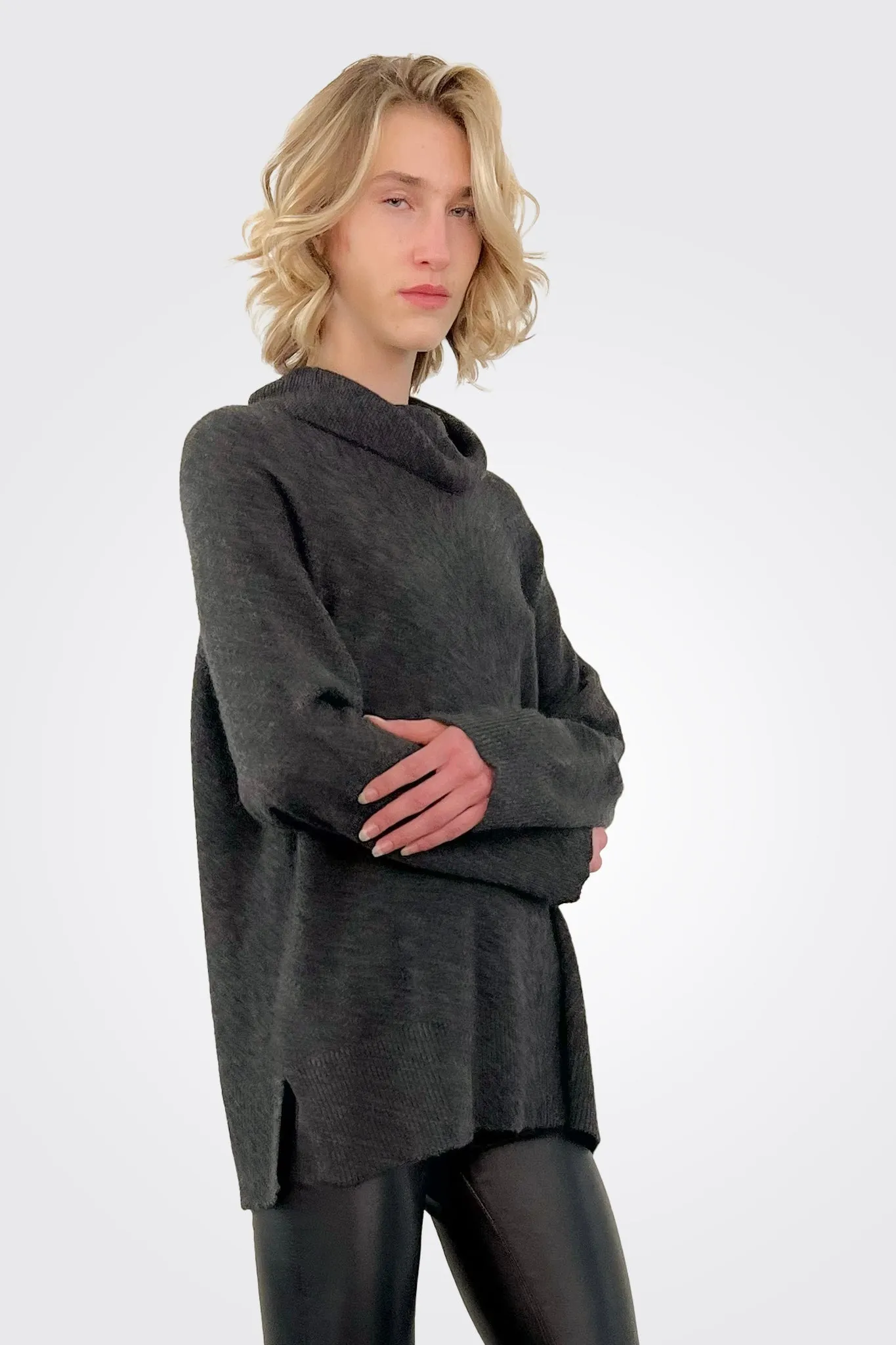 Live In Cashmere Turtleneck - Charcoal