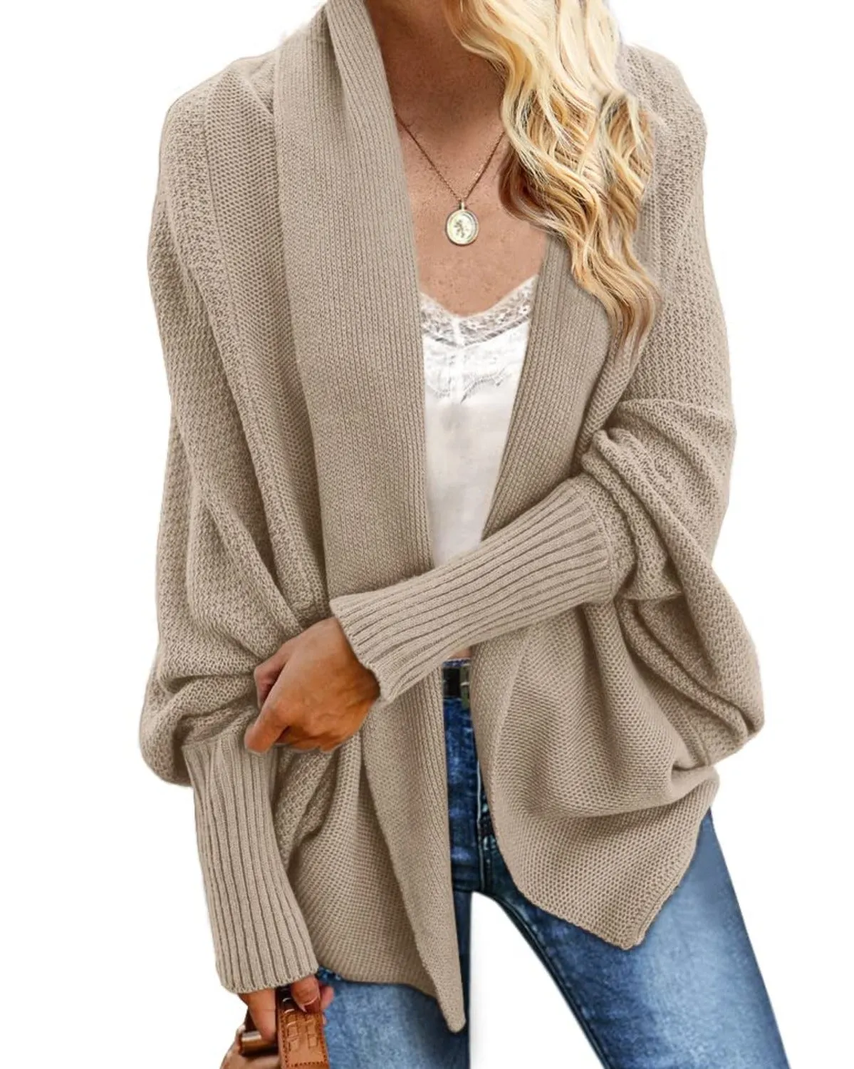 Meet Me In the Barn Batwing Cable Knit Slouchy Sweater