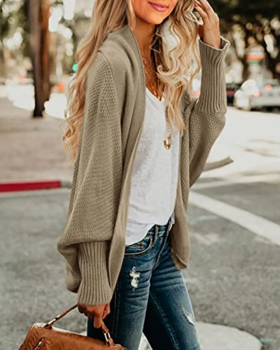 Meet Me In the Barn Batwing Cable Knit Slouchy Sweater