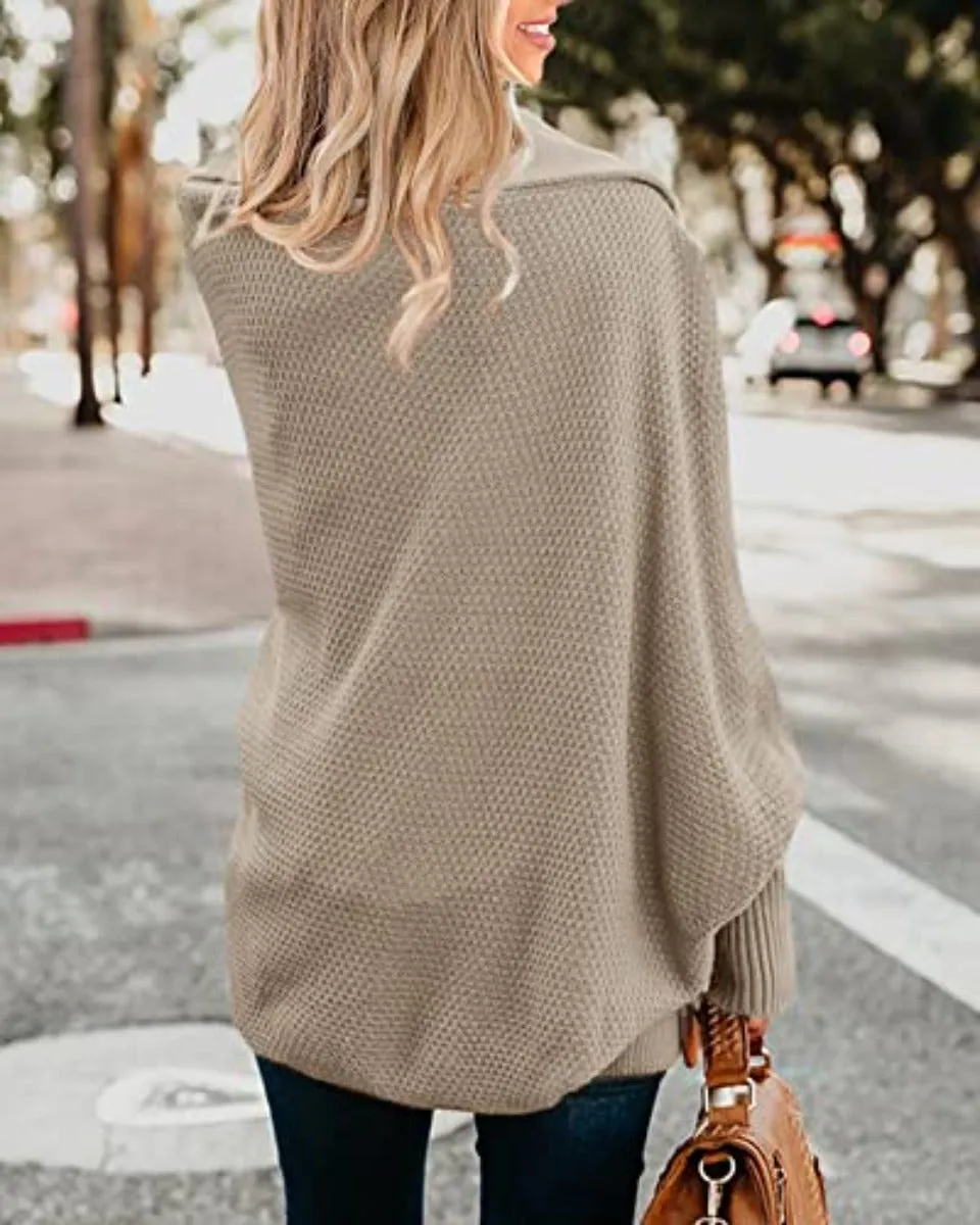 Meet Me In the Barn Batwing Cable Knit Slouchy Sweater