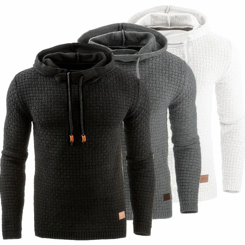 Men Warm Knitted Sweater Casual Hooded Pullover