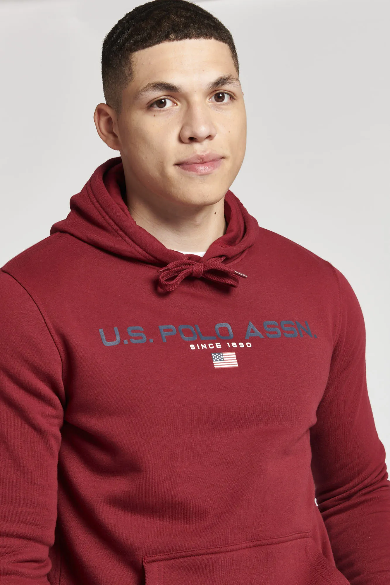 Mens Block Flag Graphic Hoodie in Biking Red