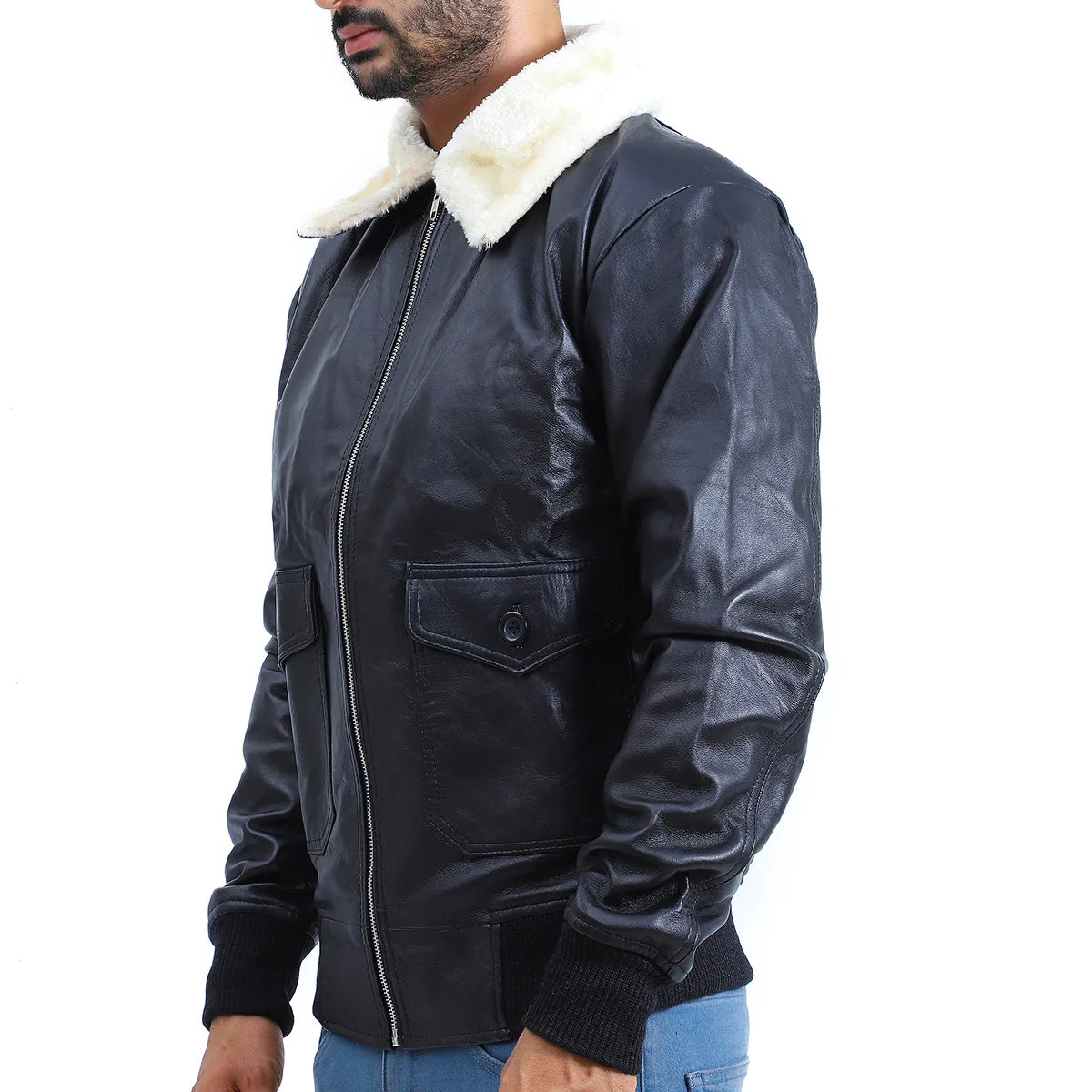 Men's Flight Aviator Bomber Leather Jacket