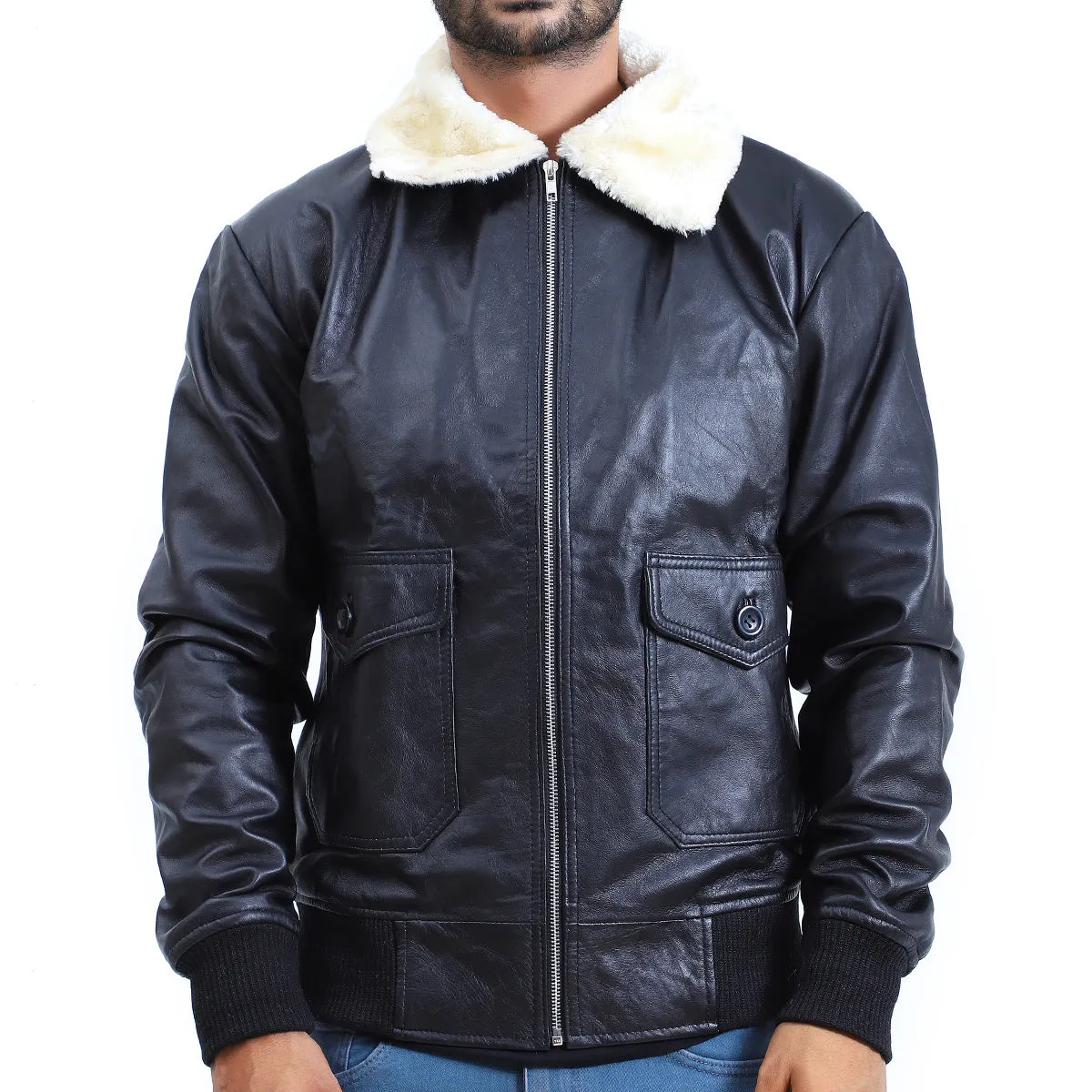 Men's Flight Aviator Bomber Leather Jacket