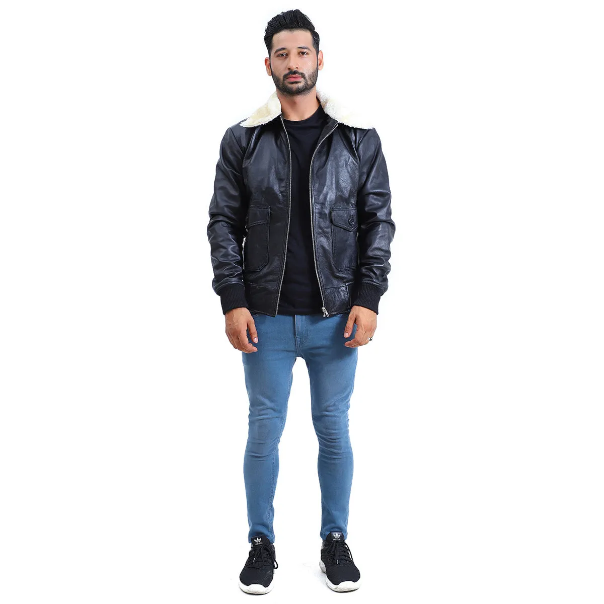 Men's Flight Aviator Bomber Leather Jacket