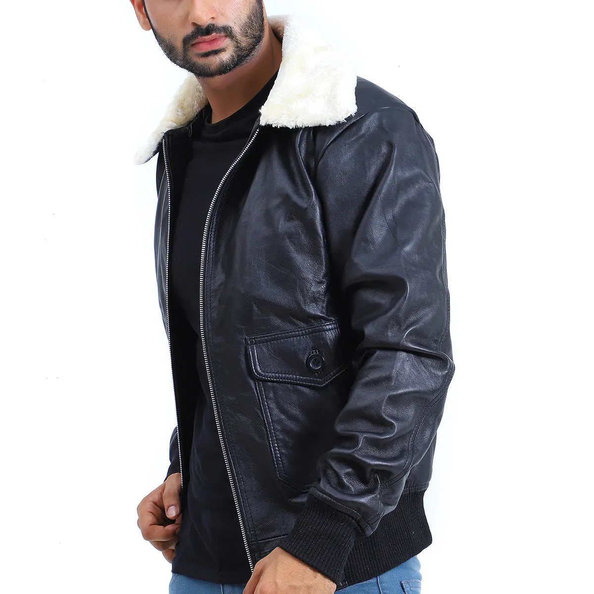 Men's Flight Aviator Bomber Leather Jacket