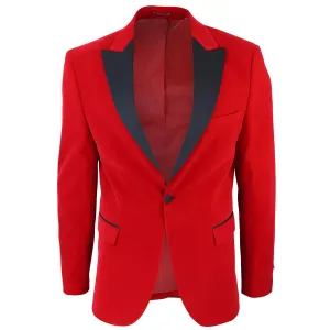 Mens Red Velvet Tuxedo Blazer Satin Peak Lapels Dinner Jacket Wedding Prom Black Tie