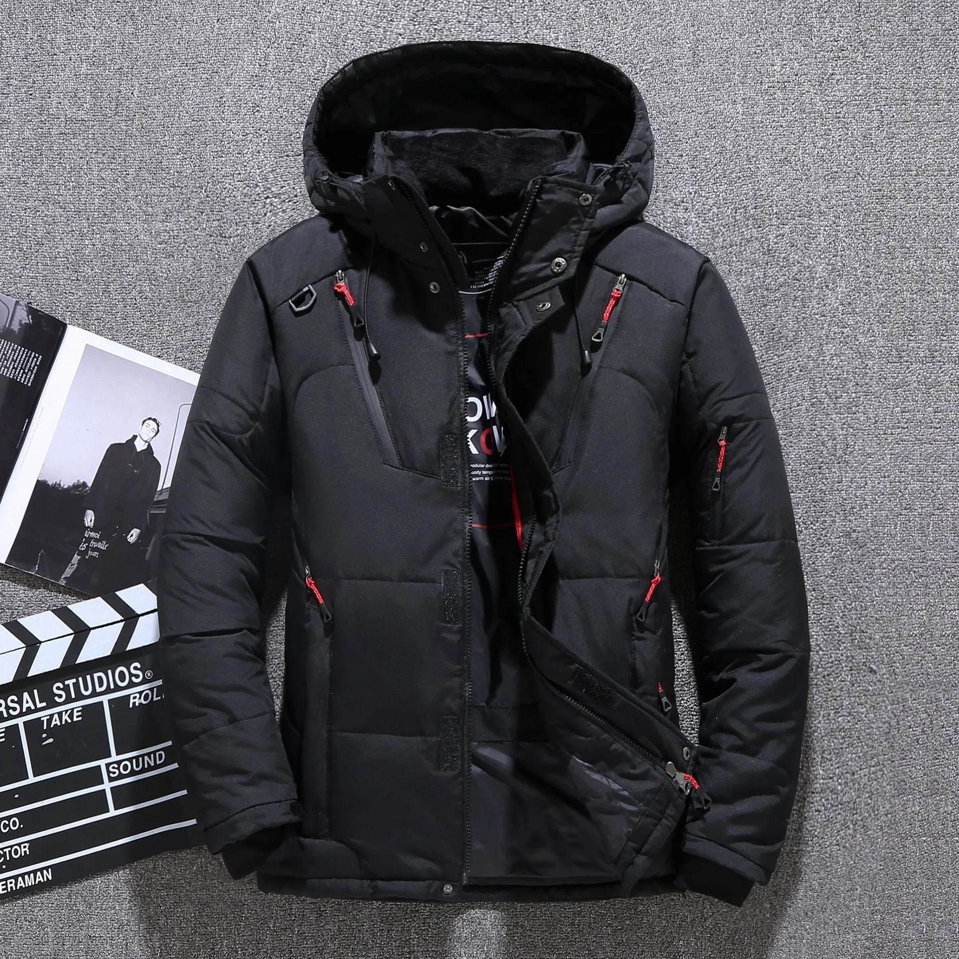 Mens White Duck Down Jacket Warm Hooded Thick Puffer Jacket Coat Male Casual High Quality Overcoat Thermal Winter Parka Men