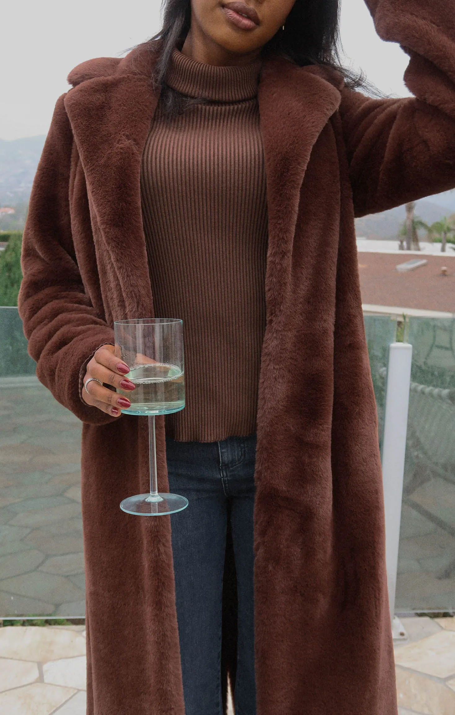 Miss Tiffy Fur Jacket ~ Brown Faux Fur