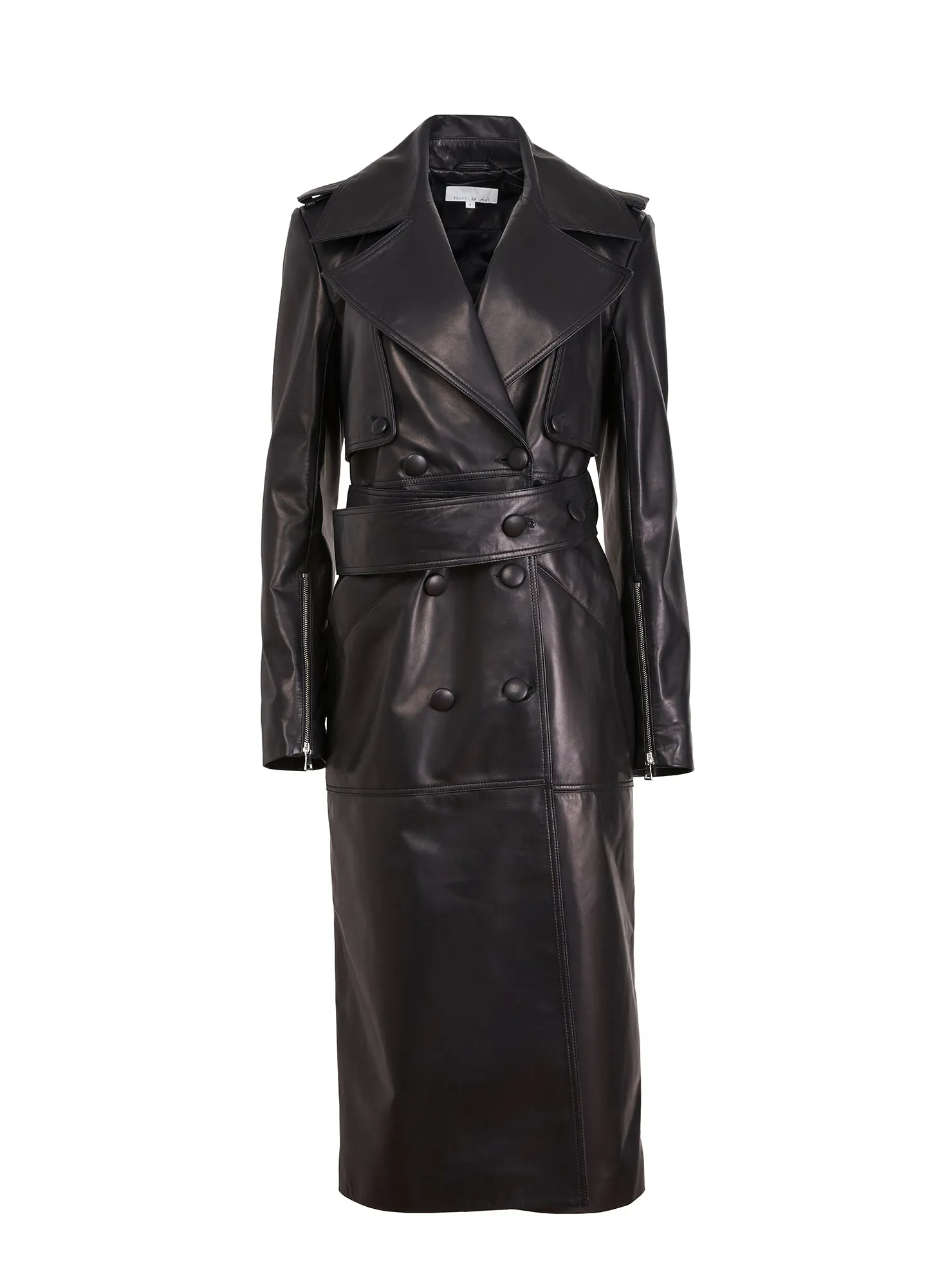 Moto Leather Trench Coat