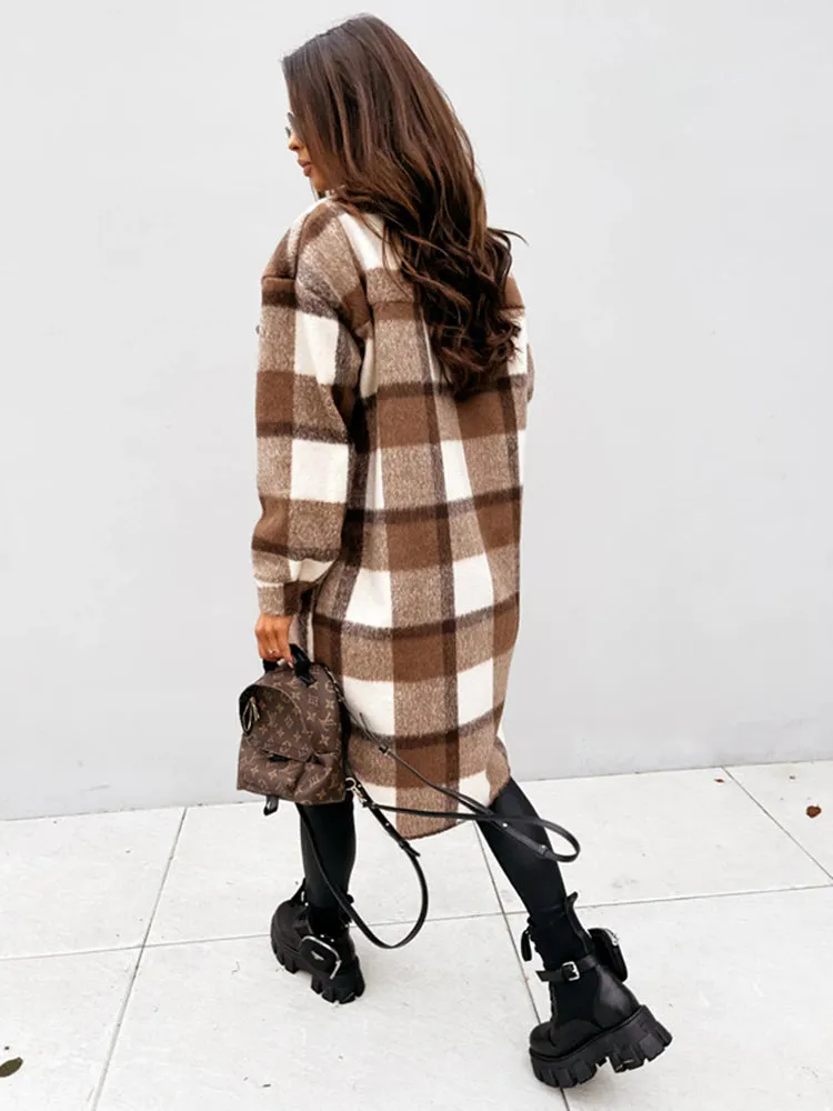 Oversized Plaid Wool Coat | Perfect for Autumn Casual Days