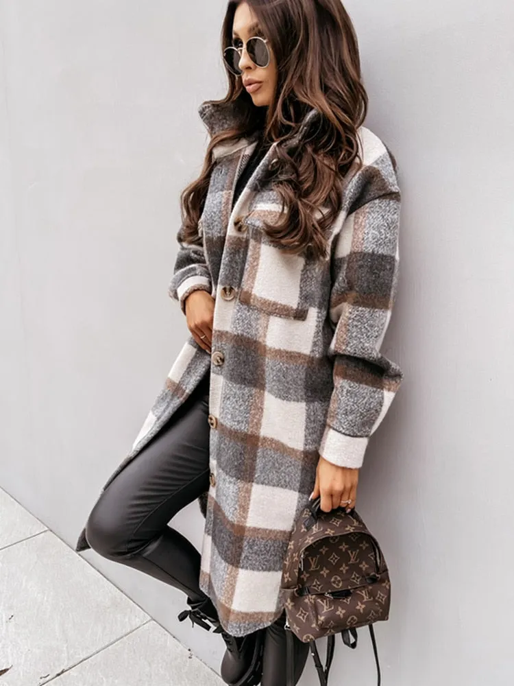 Oversized Plaid Wool Coat | Perfect for Autumn Casual Days