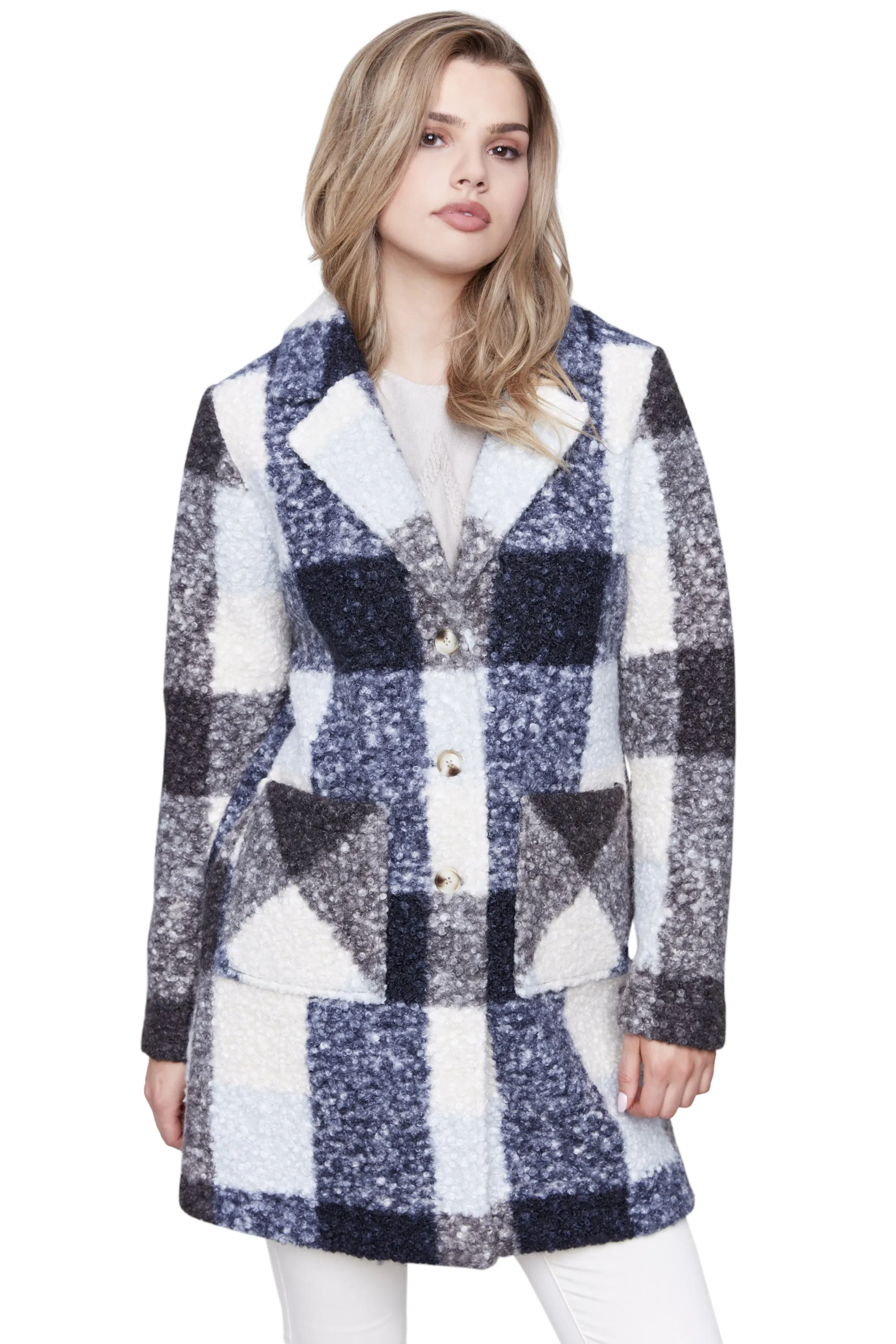 Plaid Bouclé Coat