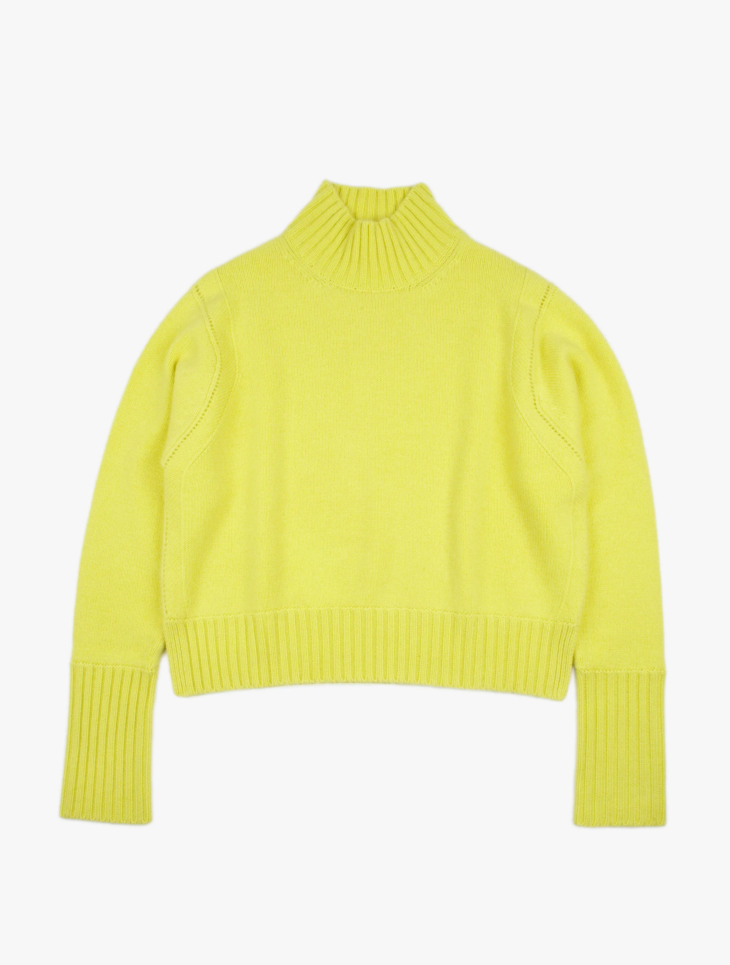 Pointelle Detail Turtleneck Cashmere Sweater