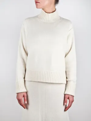 Pointelle Detail Turtleneck Cashmere Sweater