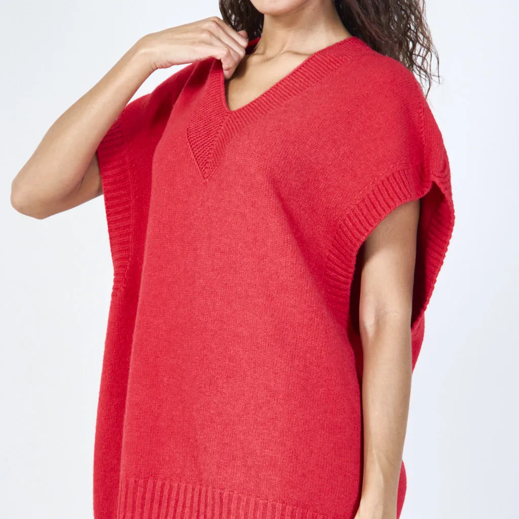 Ribbed v-neck sleeveless knit vest wholesale