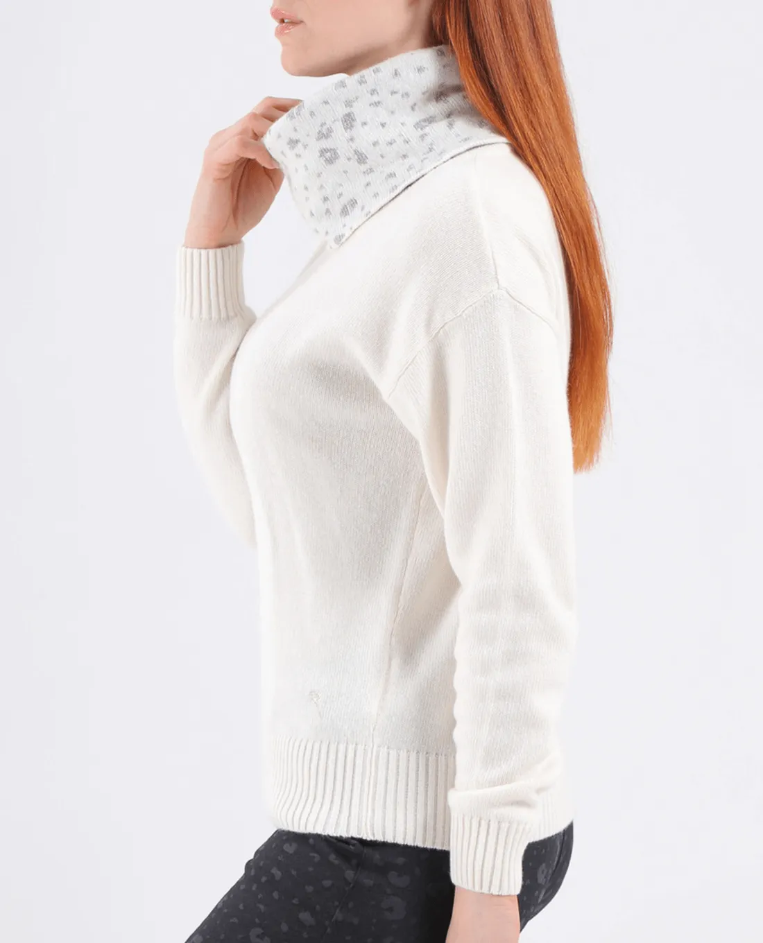 SIZE 10 - CHERVO Naisha Cashmere Roll Neck Jumper Winter White