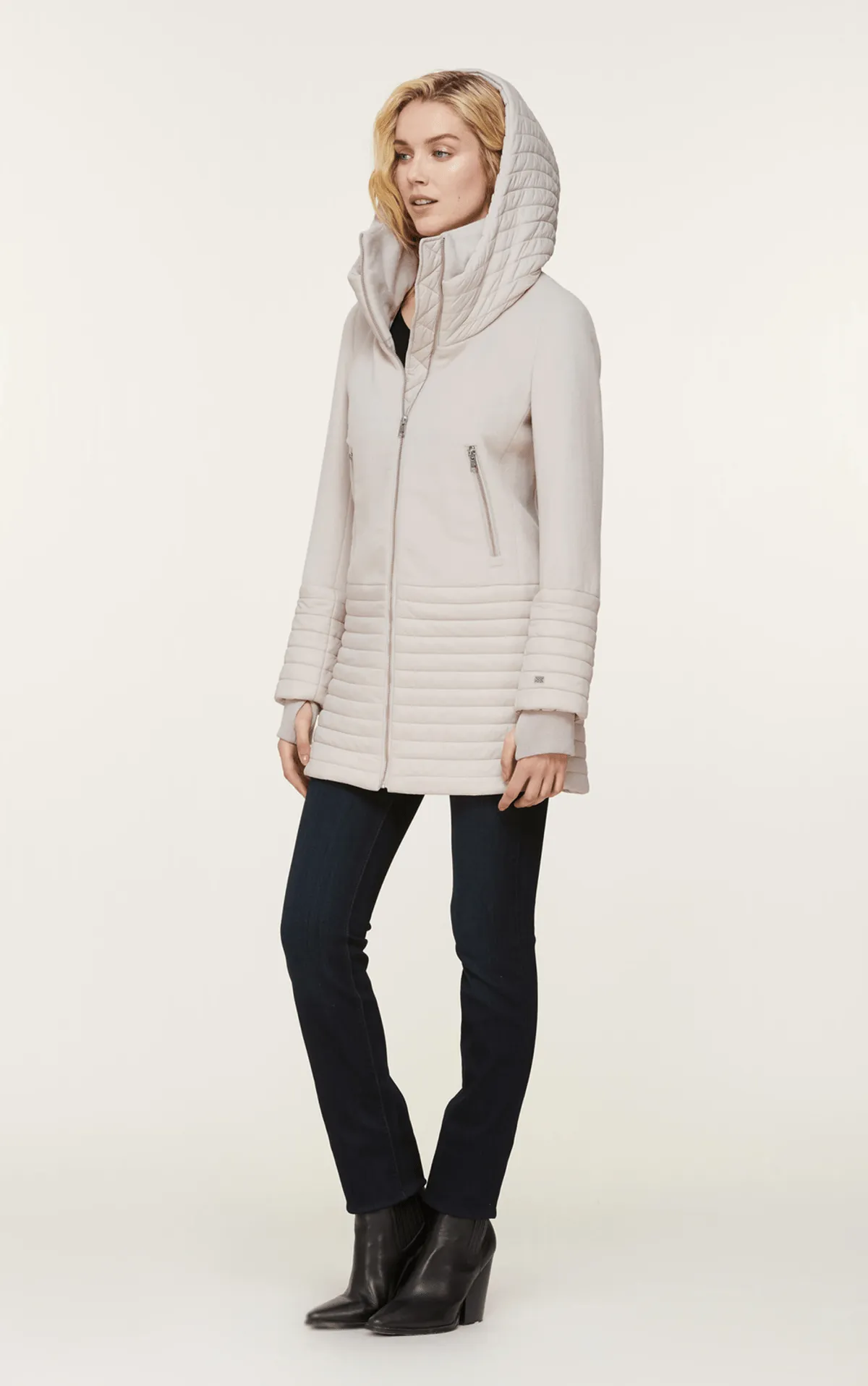 SOIA&KYO AVERY - Mixed media hooded coat - FINAL SALE