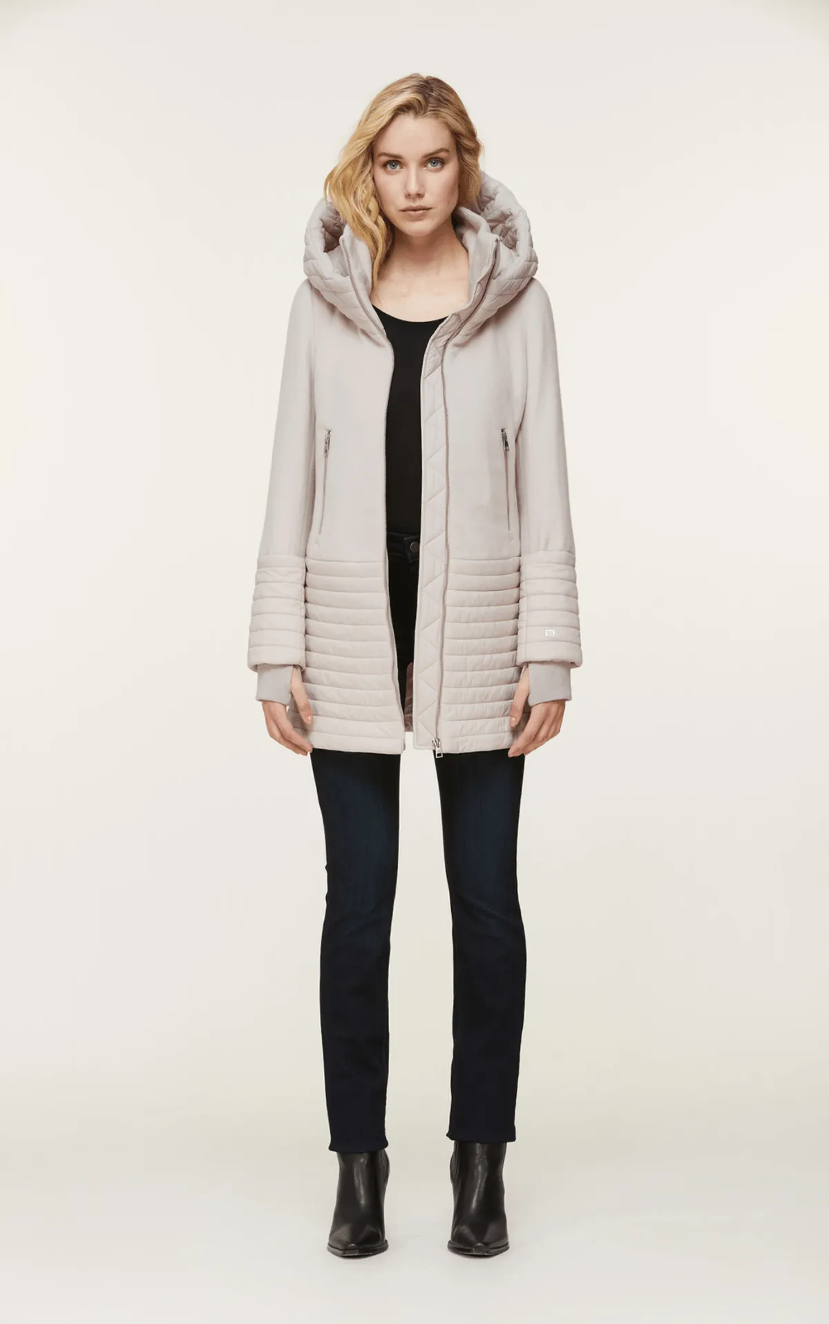 SOIA&KYO AVERY - Mixed media hooded coat - FINAL SALE