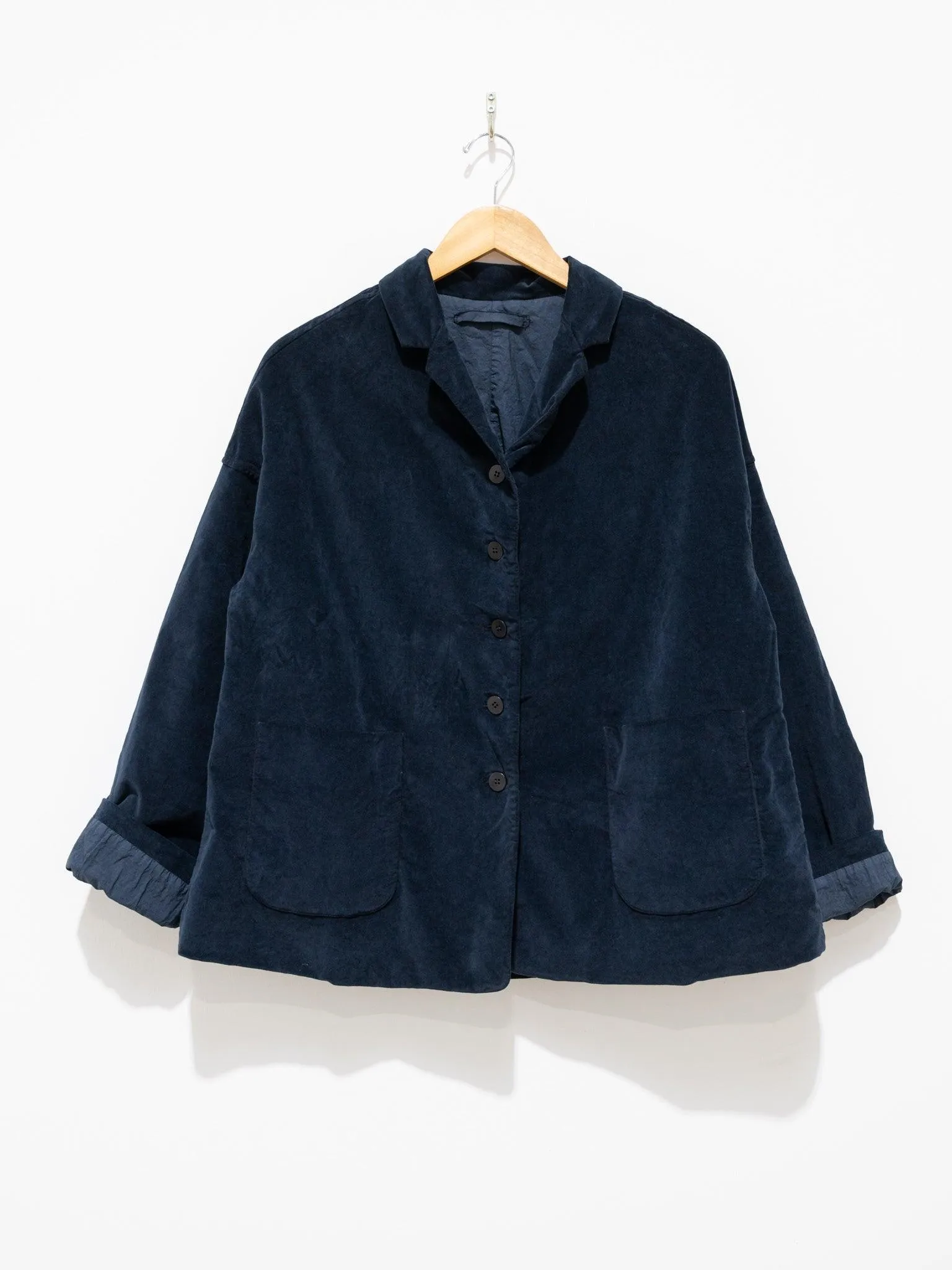 Velvet Loose Blazer - Navy