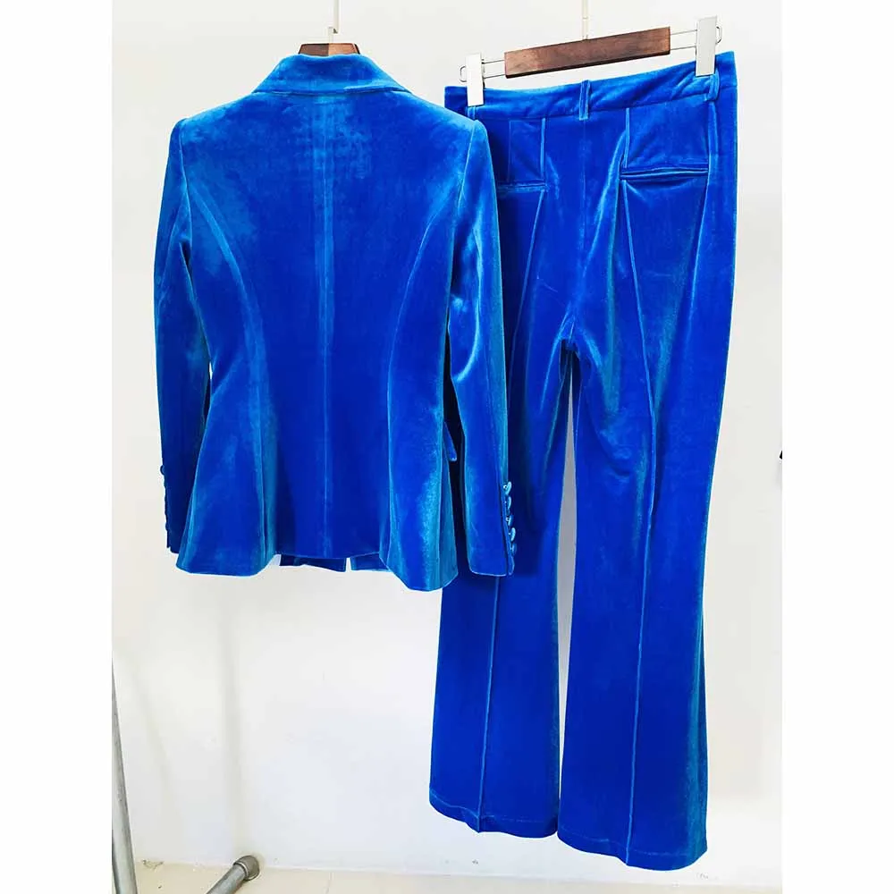 Women Velvet Blazer   Flare Trousers Suit Fashion Pant Suits