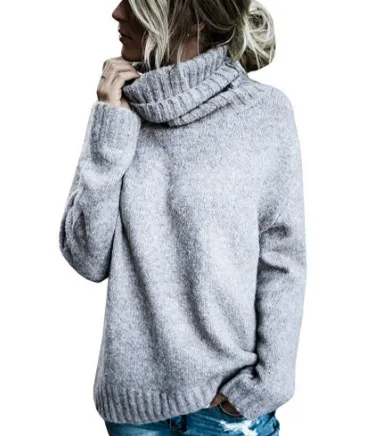 Women's Comfortable Oversized Grey Cashmere Turtleneck Jumper | Ideal for Autumn/Winter