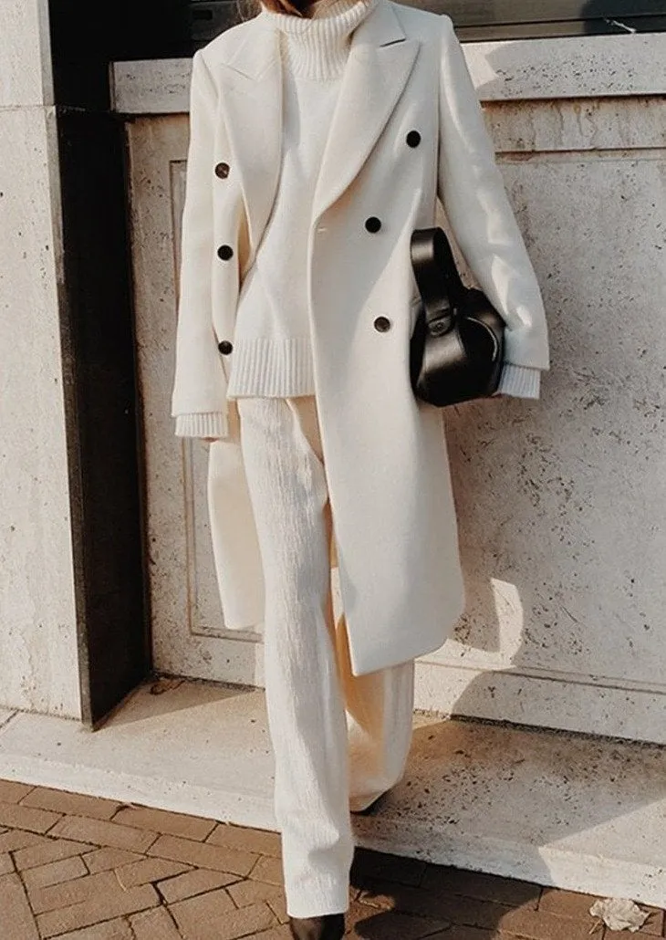 Women's Fashionable Buttoned Wool Winter Coat