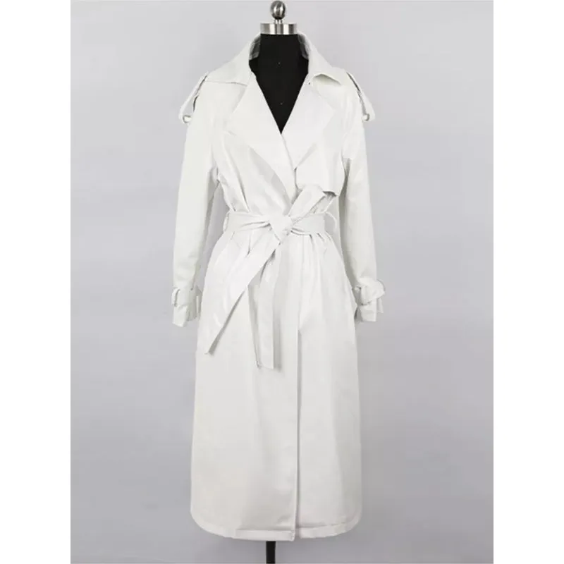 Women's Oversized Long Waterproof Faux Leather Trench Coat